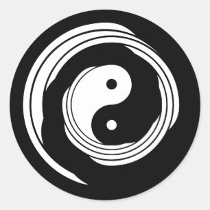 Yin Yang Harmony in Motion Black Spiral Ronde Sticker