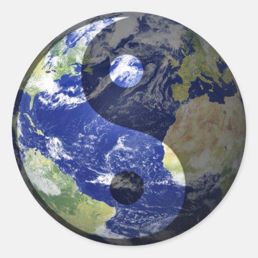 Yin-Yang Harmony op Onze Planeet Ronde Sticker (Voorkant)