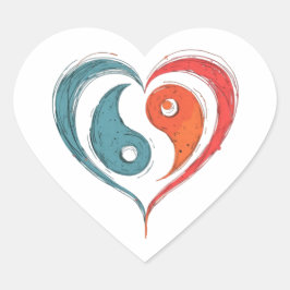 Yin Yang Hart Artistiek Balanssymbool Sticker