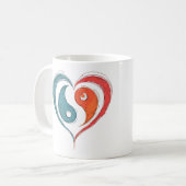 Yin Yang Hart Artistieke Balans Koffiemok (Voorkant links)
