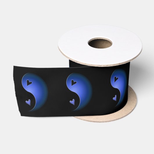 yin yang hart - blauw satijnen lint (Spoel)