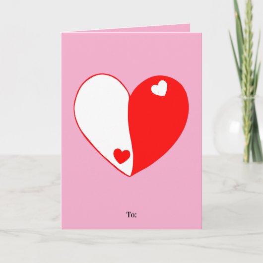 Yin Yang Hart Liefde Ontwerp – Evenwicht & Harmoni Feestdagen Kaart (Voorkant)