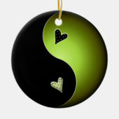 yin yang hart - limoen keramisch ornament (Voorkant)