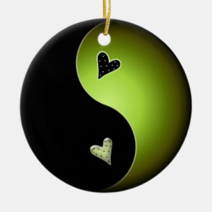 yin yang hart - limoen keramisch ornament