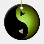 yin yang hart - limoen keramisch ornament (Achterkant)