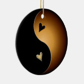 yin yang hart - toffee keramisch ornament (Rechts)