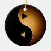 yin yang hart - toffee keramisch ornament (Voorkant)