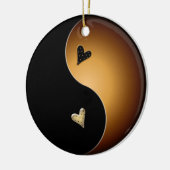 yin yang hart - toffee keramisch ornament (Links)