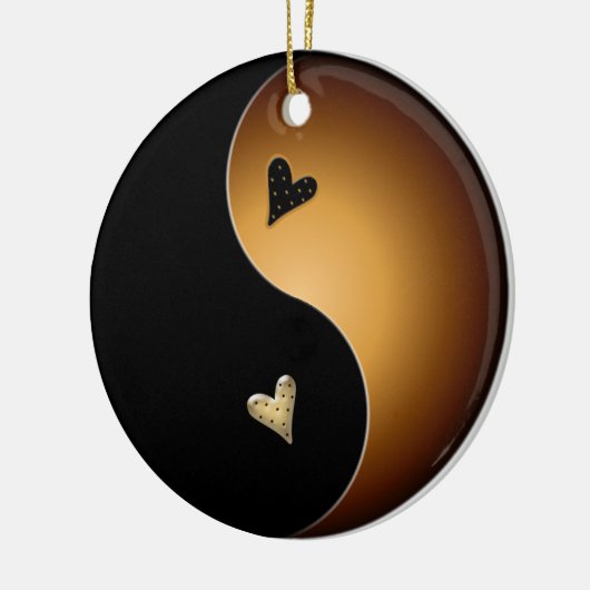 yin yang hart - toffee keramisch ornament (Links)