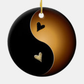 yin yang hart - toffee keramisch ornament (Achterkant)