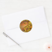 Yin & Yang / Harten goud | zonsondergang Ronde Sticker (Envelop)