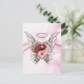 Yin Yang Heart Angel Wings Waterverf Briefkaart (Staand voorkant)