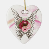 Yin Yang Heart Angel Wings Waterverf Keramisch Ornament (Rechts)