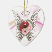 Yin Yang Heart Angel Wings Waterverf Keramisch Ornament (Links)