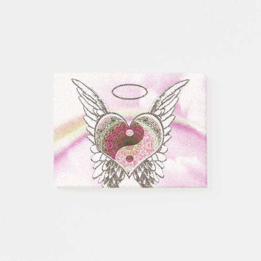 Yin Yang Heart Angel Wings Waterverf Post-it® Notes (Voorkant)