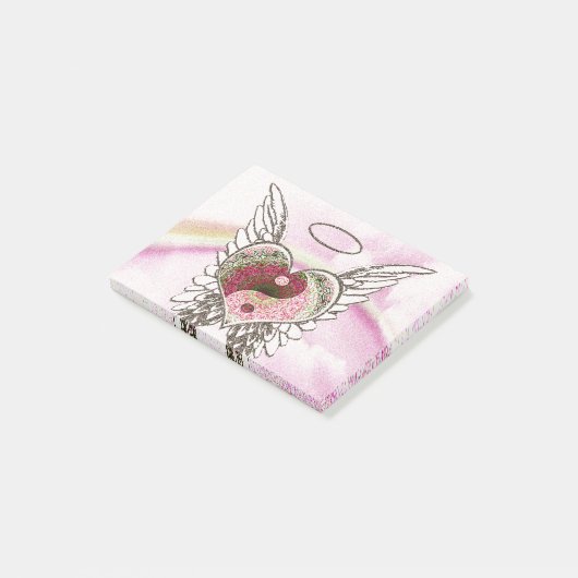 Yin Yang Heart Angel Wings Waterverf Post-it® Notes (Schuin)