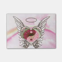 Yin Yang Heart Angel Wings Waterverf
