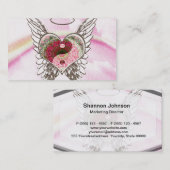 Yin Yang Heart Angel Wings Waterverf Visitekaartje (Voorkant / Achterkant)