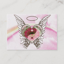 Yin Yang Heart Angel Wings Waterverf Visitekaartje