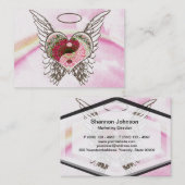 Yin Yang Heart Angel Wings Waterverf Visitekaartje (Voorkant / Achterkant)