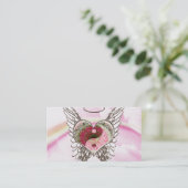 Yin Yang Heart Angel Wings Waterverf Visitekaartje (Staand voorkant)