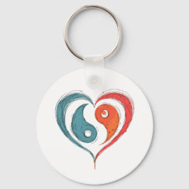 Yin Yang Heart Artistiek gebruik Sleutelhanger