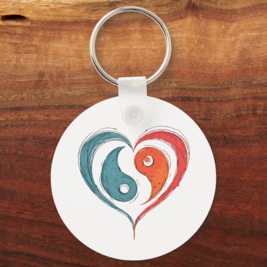 Yin Yang Heart Artistiek gebruik Sleutelhanger (Voorkant)