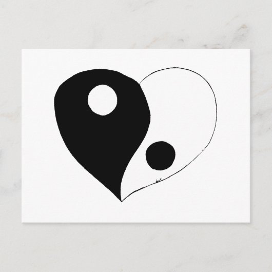 Yin Yang Heart (B/W) Briefkaart (Voorkant)