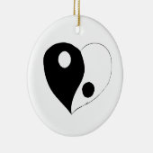 Yin Yang Heart (B/W) Keramisch Ornament (Rechts)