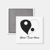 Yin Yang Heart (B/W) Magneet (Voorkant / Achterkant)