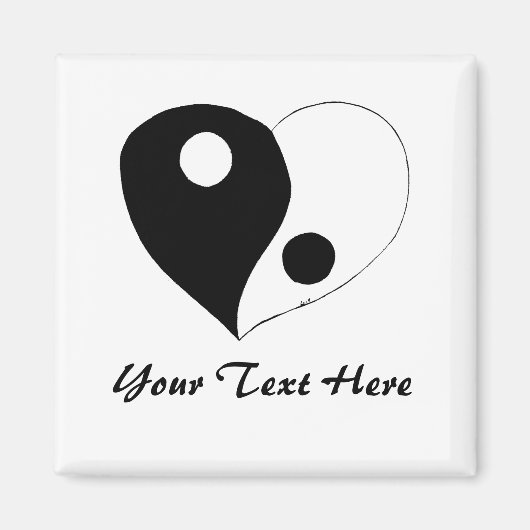 Yin Yang Heart (B/W) Magneet (Voorkant)