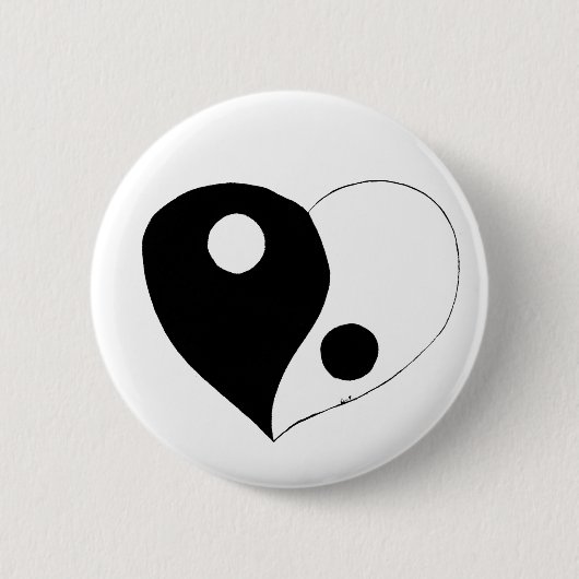 Yin Yang Heart (B/W) Ronde Button 5,7 Cm (Voorkant)