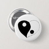 Yin Yang Heart (B/W) Ronde Button 5,7 Cm (Voorkant /achterkant)
