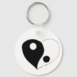 Yin Yang Heart (B/W) Sleutelhanger