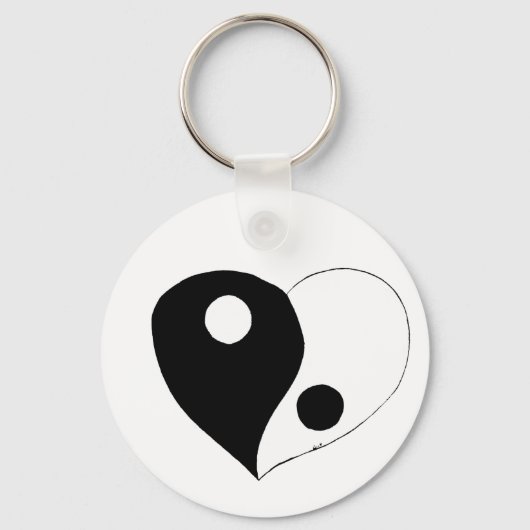 Yin Yang Heart (B/W) Sleutelhanger (Voorkant)