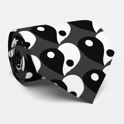 Yin Yang Heart (B/W) Stropdas (Opgerold)