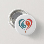Yin Yang Heart Balance Artistiek Ronde Button 3,2 Cm (Voorkant /achterkant)