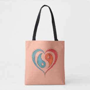 Yin Yang Heart Canvas tas - Gepersonaliseerd