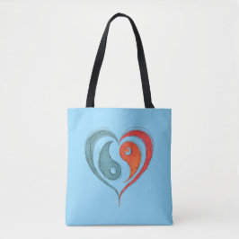 Yin Yang Heart Canvas tas - Gepersonaliseerd