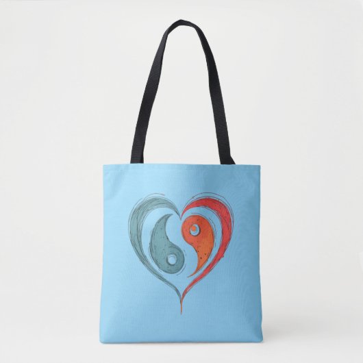Yin Yang Heart Canvas tas - Gepersonaliseerd (Voorkant)