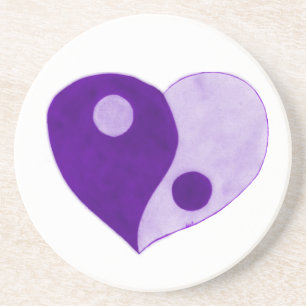 Yin Yang Heart (Paars/Lila) Zandsteen Onderzetter