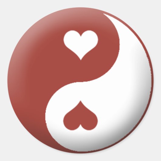 Yin Yang Heart Ronde Sticker (Voorkant)
