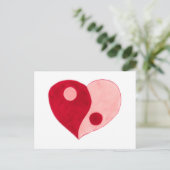 Yin Yang Heart (rood/roze) Briefkaart (Staand voorkant)