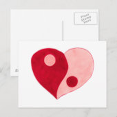 Yin Yang Heart (rood/roze) Briefkaart (Voorkant / Achterkant)