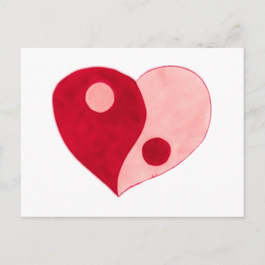 Yin Yang Heart (rood/roze) Briefkaart (Voorkant)