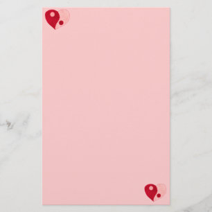 Yin Yang Heart (rood/roze) Briefpapier