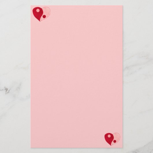 Yin Yang Heart (rood/roze) Briefpapier (Voorkant)