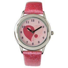 Yin Yang Heart (rood/roze) Horloge