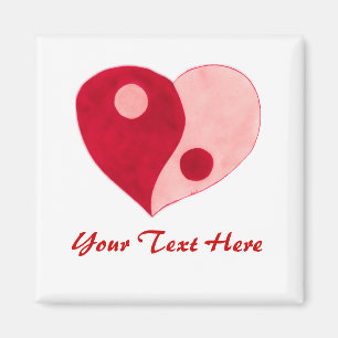 Yin Yang Heart (rood/roze) Magneet
