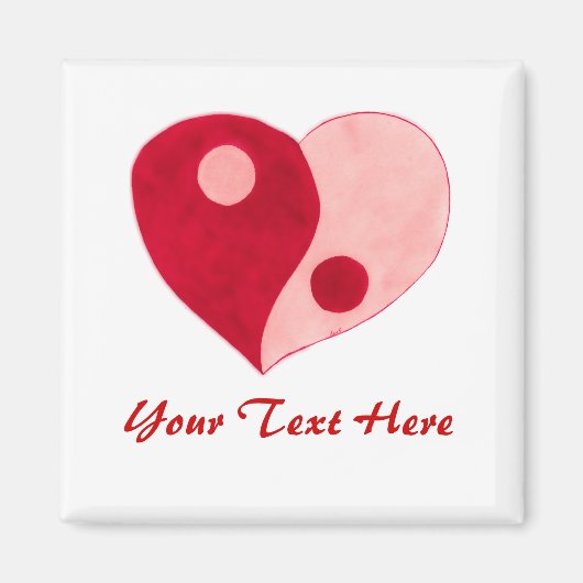 Yin Yang Heart (rood/roze) Magneet (Voorkant)